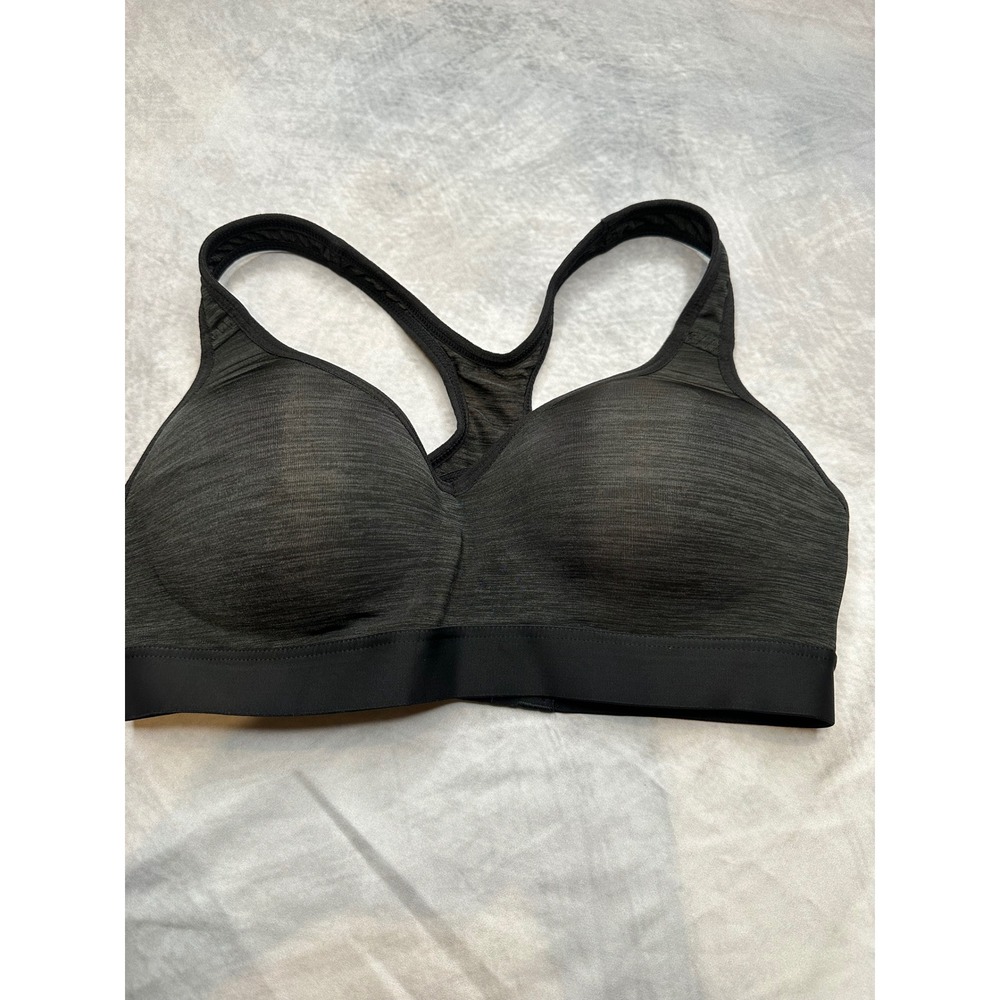HM Sport Womens Gray Space Dye Padded Racerback Sports Bra Small Activewear